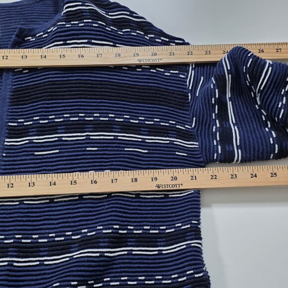 Marla Wynne Cardigan Women L Navy White 3/4 Sleeve Slouchy Mature Lagenlook Boho - Picture 6 of 16